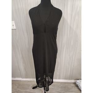 Women's XXL Black Halter Long Maxi Dress Romance Goth Witchy Layered Fairy Plus